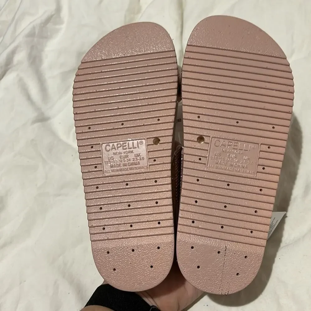 Capelli New York 1/2 molded footbed slides bling glimmer tops pink nwt